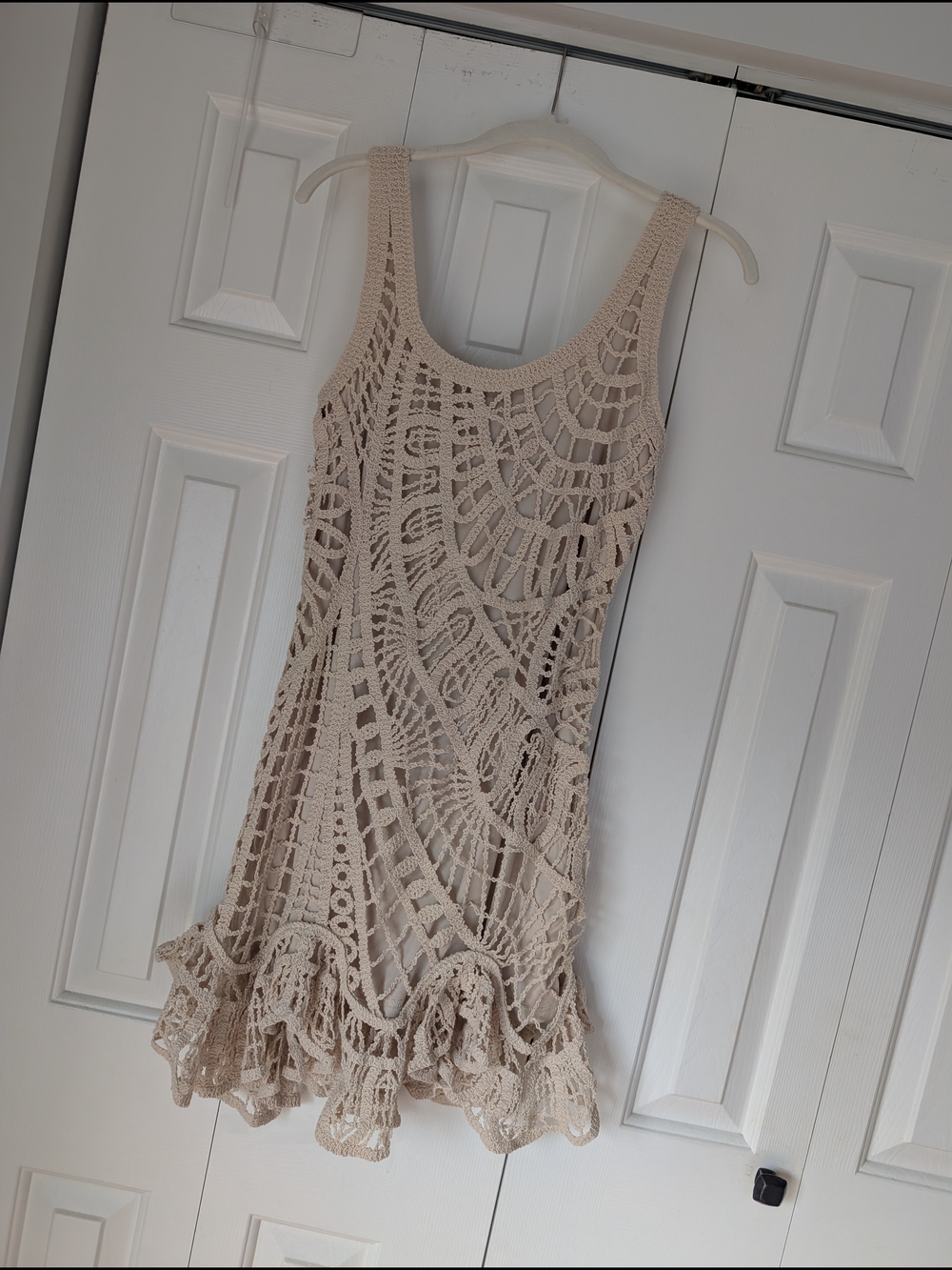 Primark Crochet Lace Tank Dress in Light Beige